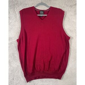 Jos A Bank Traveler Mens XL Merino Wool Sweater Vest Red Sleeveless